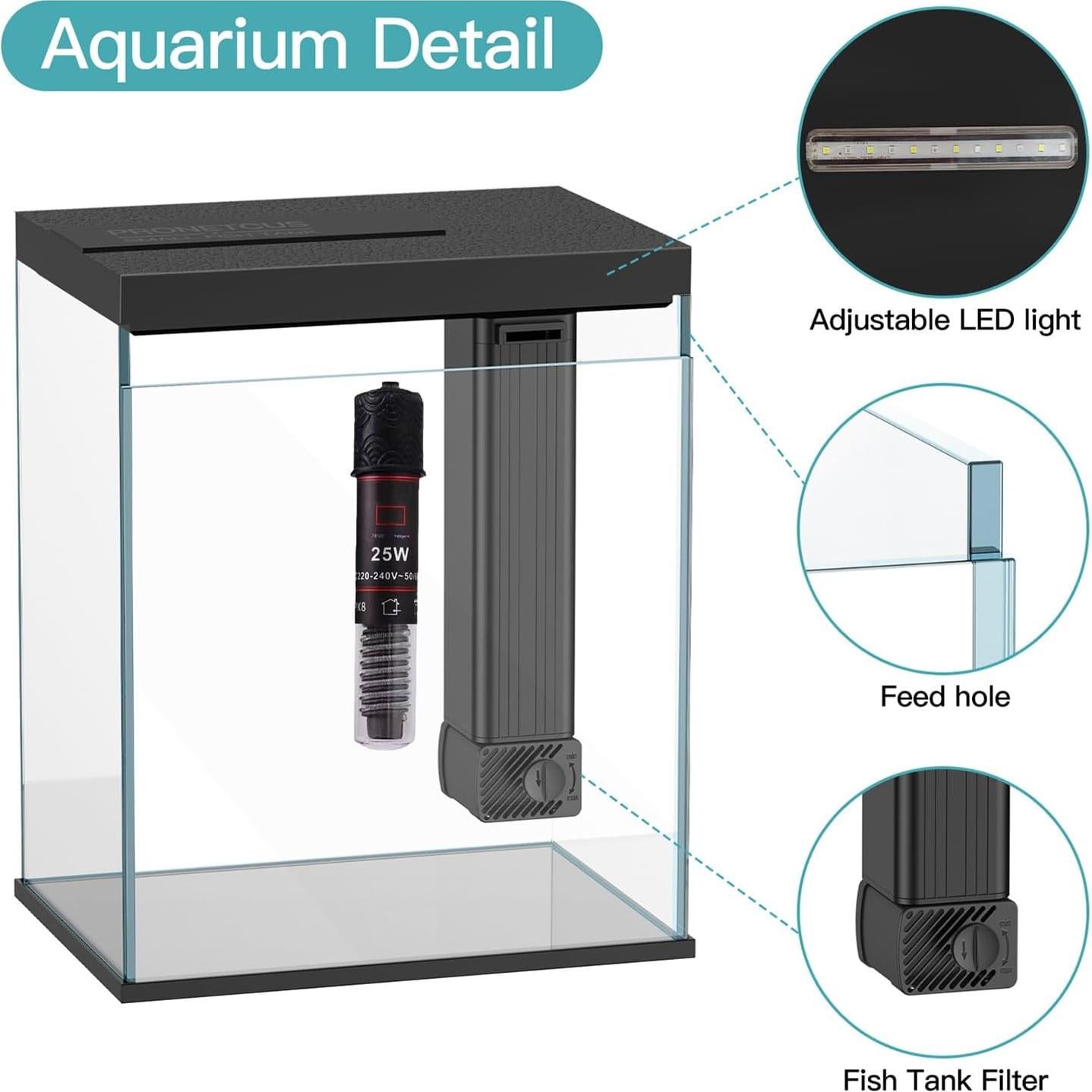 Kit Acuario Betta Pronetcus 7.57L con Calentador y Filtro
