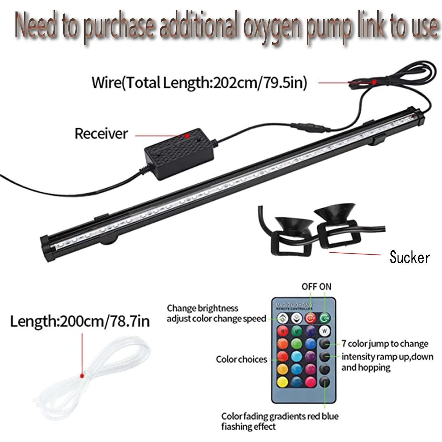 Luz LED Subacuática HCDMRE 52cm RGB para Acuario