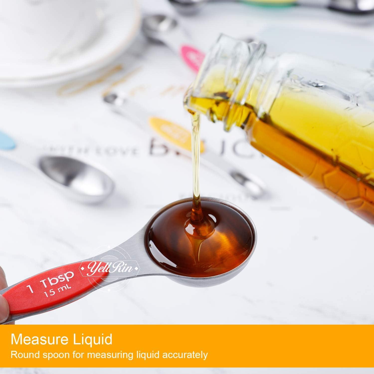 Juego de Cucharas Medidoras Magnéticas YellRin 8 Piezas Acero Inoxidable