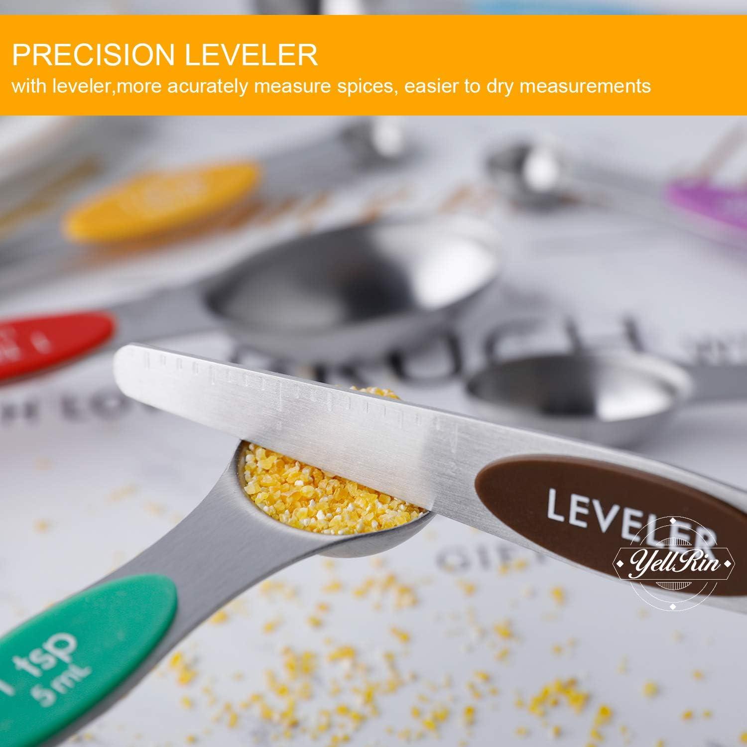 Juego de Cucharas Medidoras Magnéticas YellRin 8 Piezas Acero Inoxidable