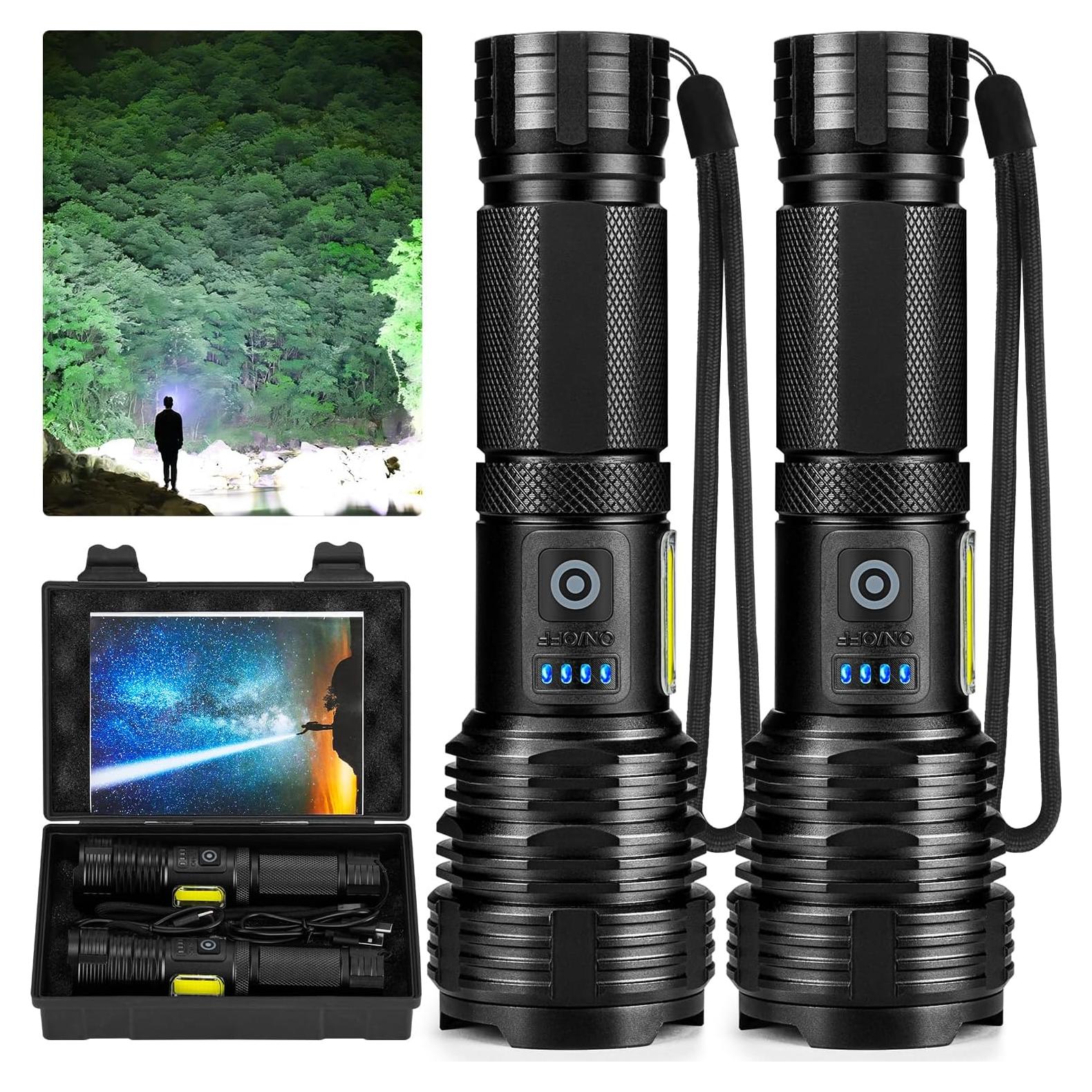 Linterna LED Recargable BERCOL 99,000 Lúmenes IPX7 2 Piezas