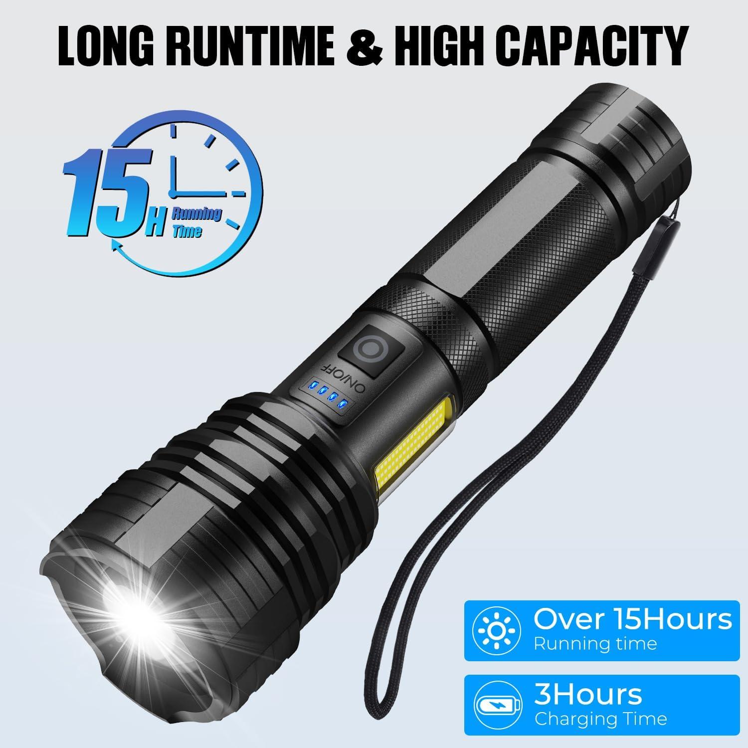 Linterna LED Recargable BERCOL 99,000 Lúmenes IPX7 2 Piezas