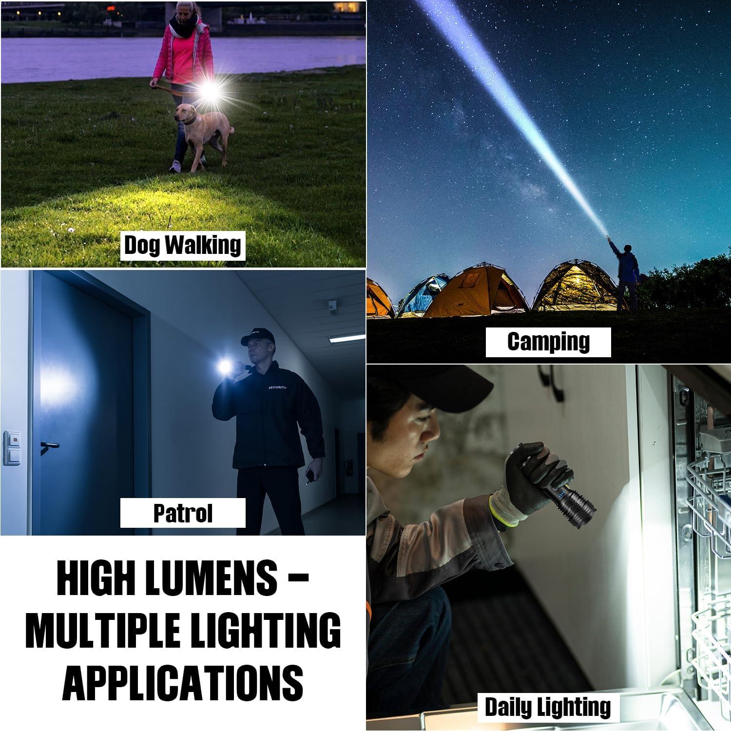 Linterna LED Recargable BERCOL 99,000 Lúmenes IPX7 2 Piezas