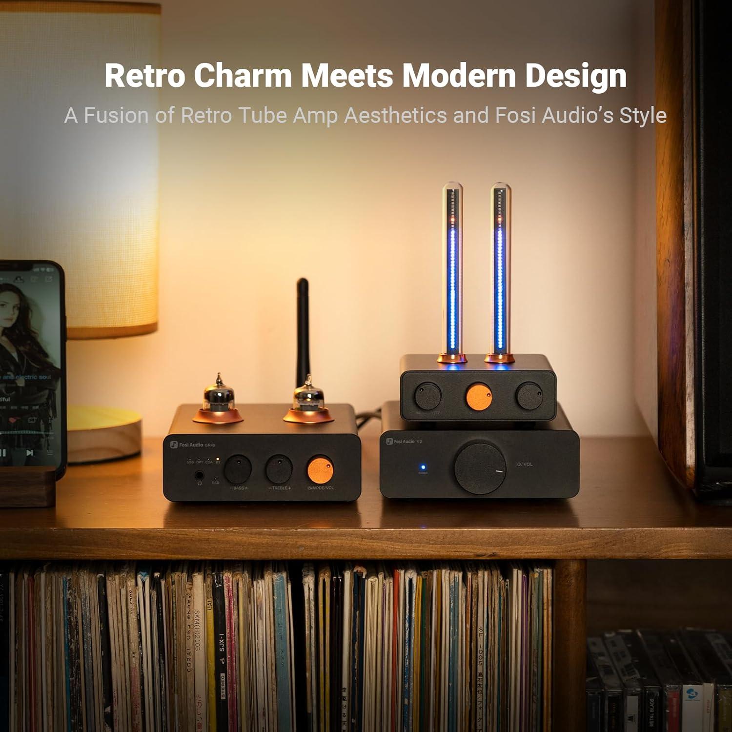 Amplificador Estéreo Bluetooth Fosi Audio BT20A 100W con Luz RGB