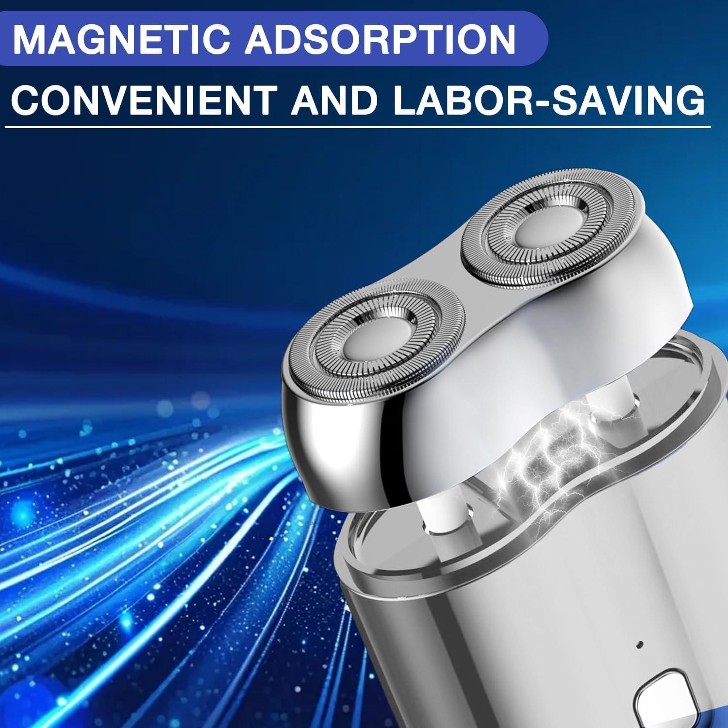 Mini Afeitadora Eléctrica DOUNIU Doble Cabezal Recargable Plata