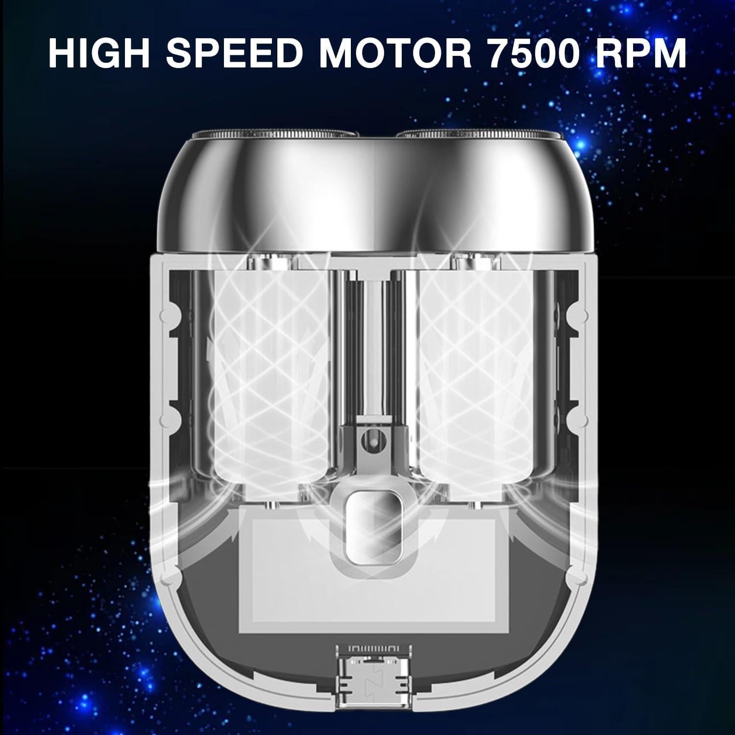 Mini Afeitadora Eléctrica DOUNIU Doble Cabezal Recargable Plata