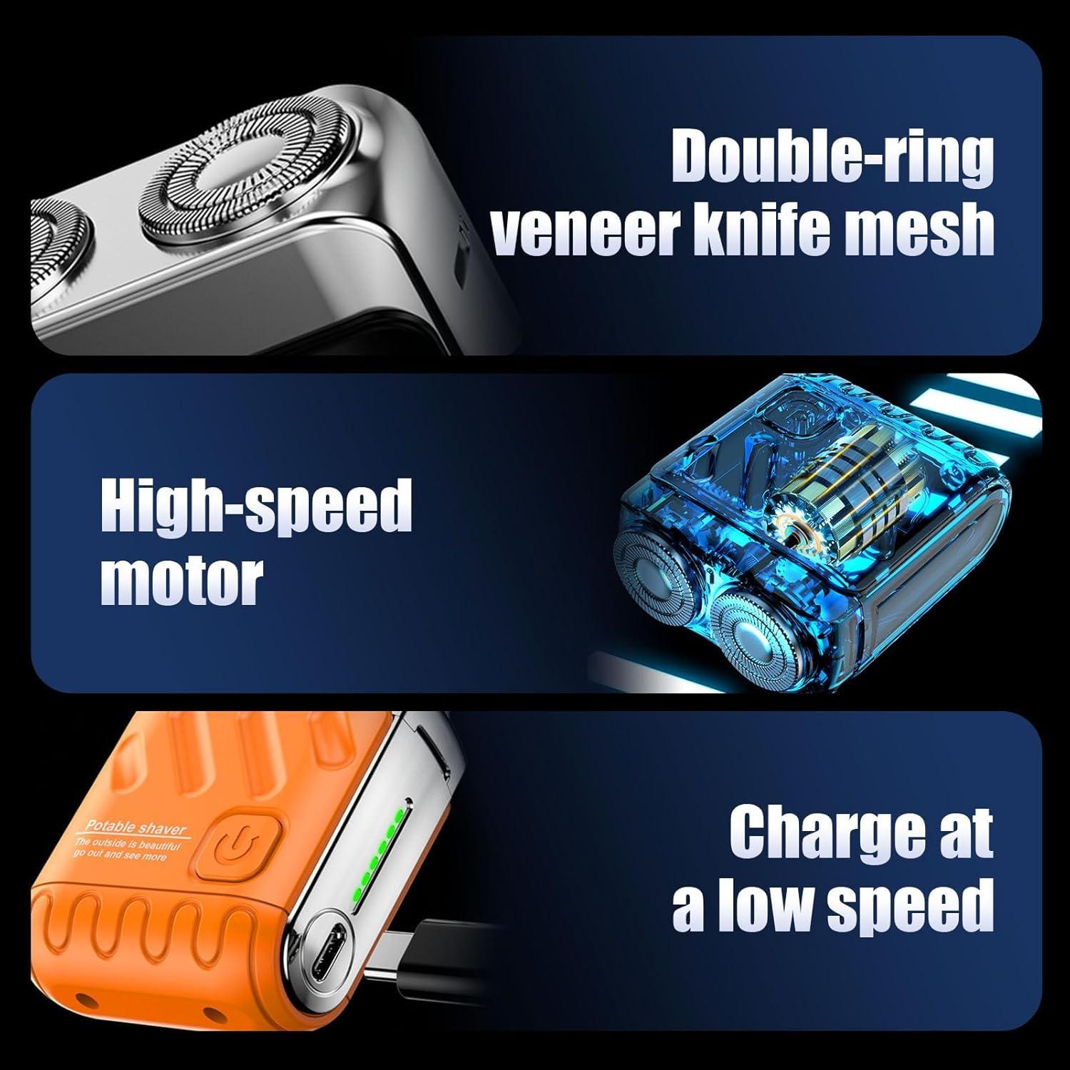 Afeitadora Eléctrica Portátil EYDHCN Azul IPX7 Húmedo/Seco