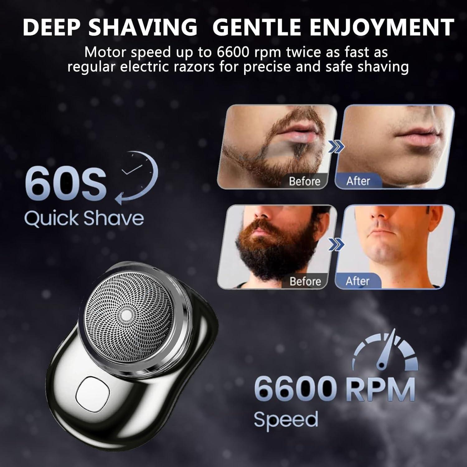 Afeitadora Eléctrica Portátil ZHENPIS Mini 4.6x6.5cm Negra