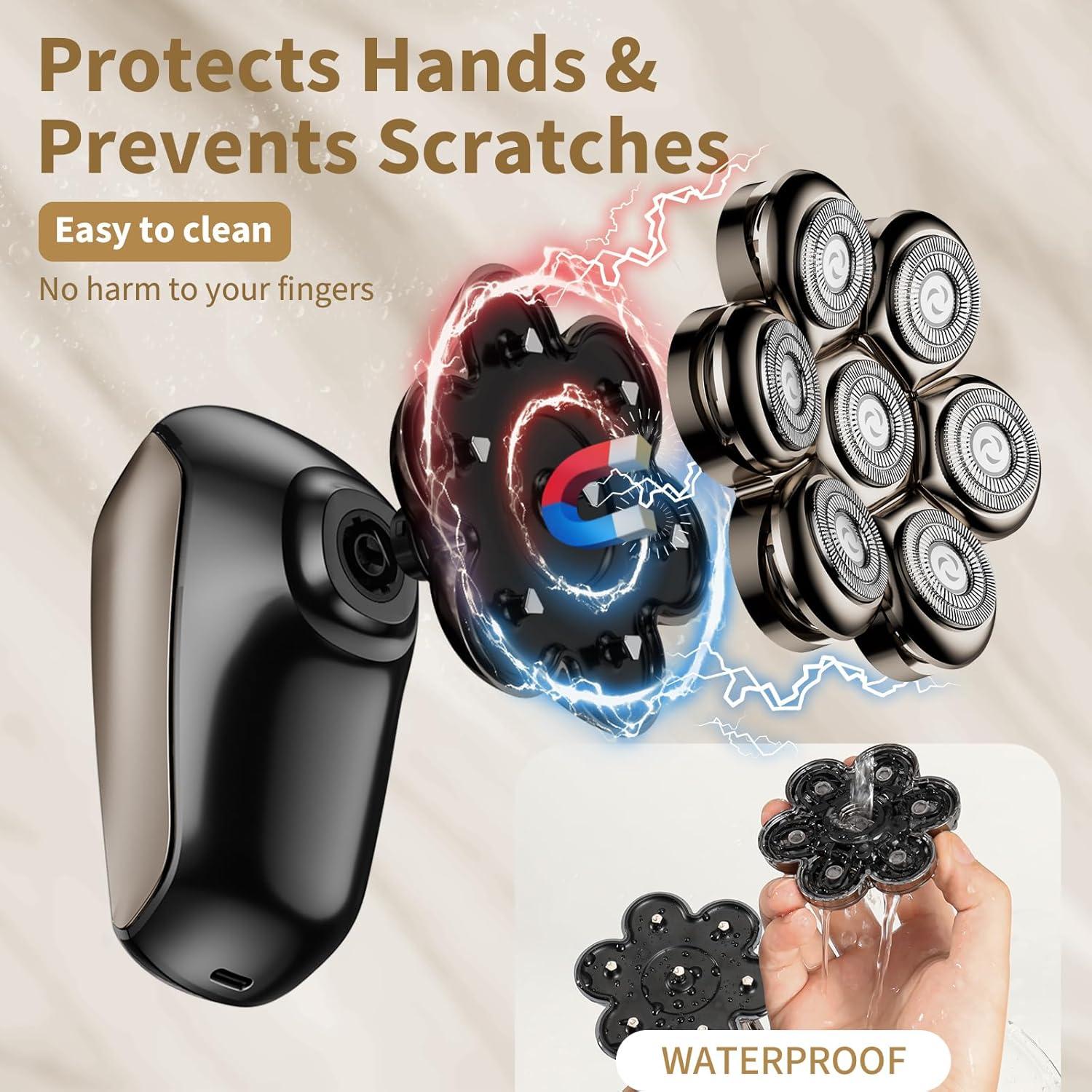 Afeitadora de Cabeza Calva SHPAVVER Turbo Impermeable IPX7