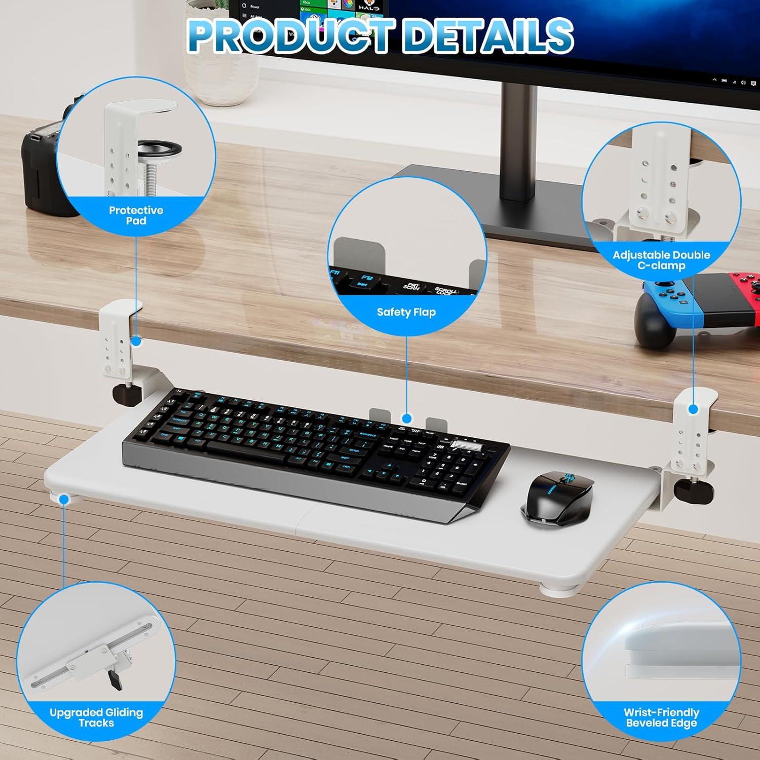 Bandeja de Teclado Grande Zontera Blanca 65.02x29.97 cm