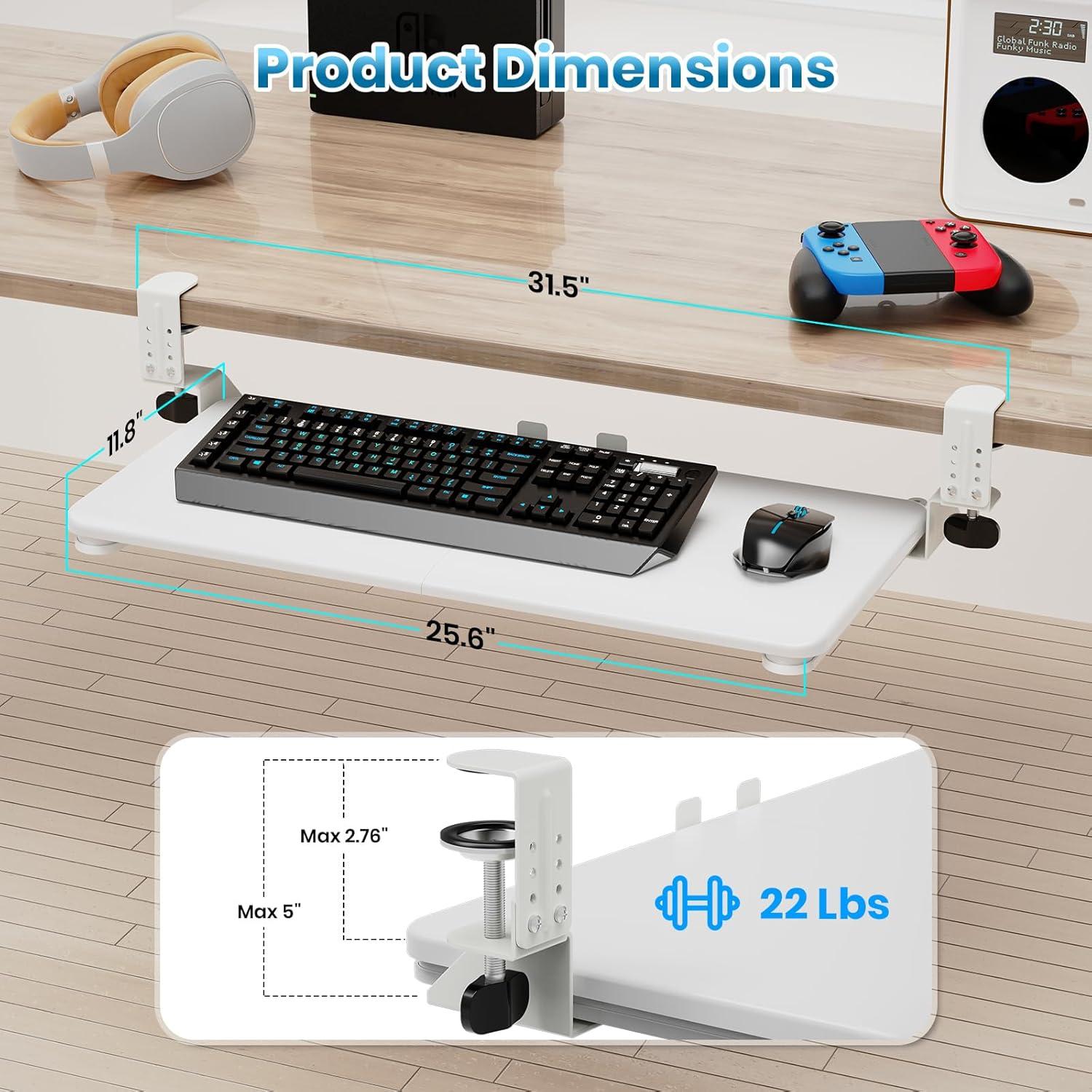 Bandeja de Teclado Grande Zontera Blanca 65.02x29.97 cm