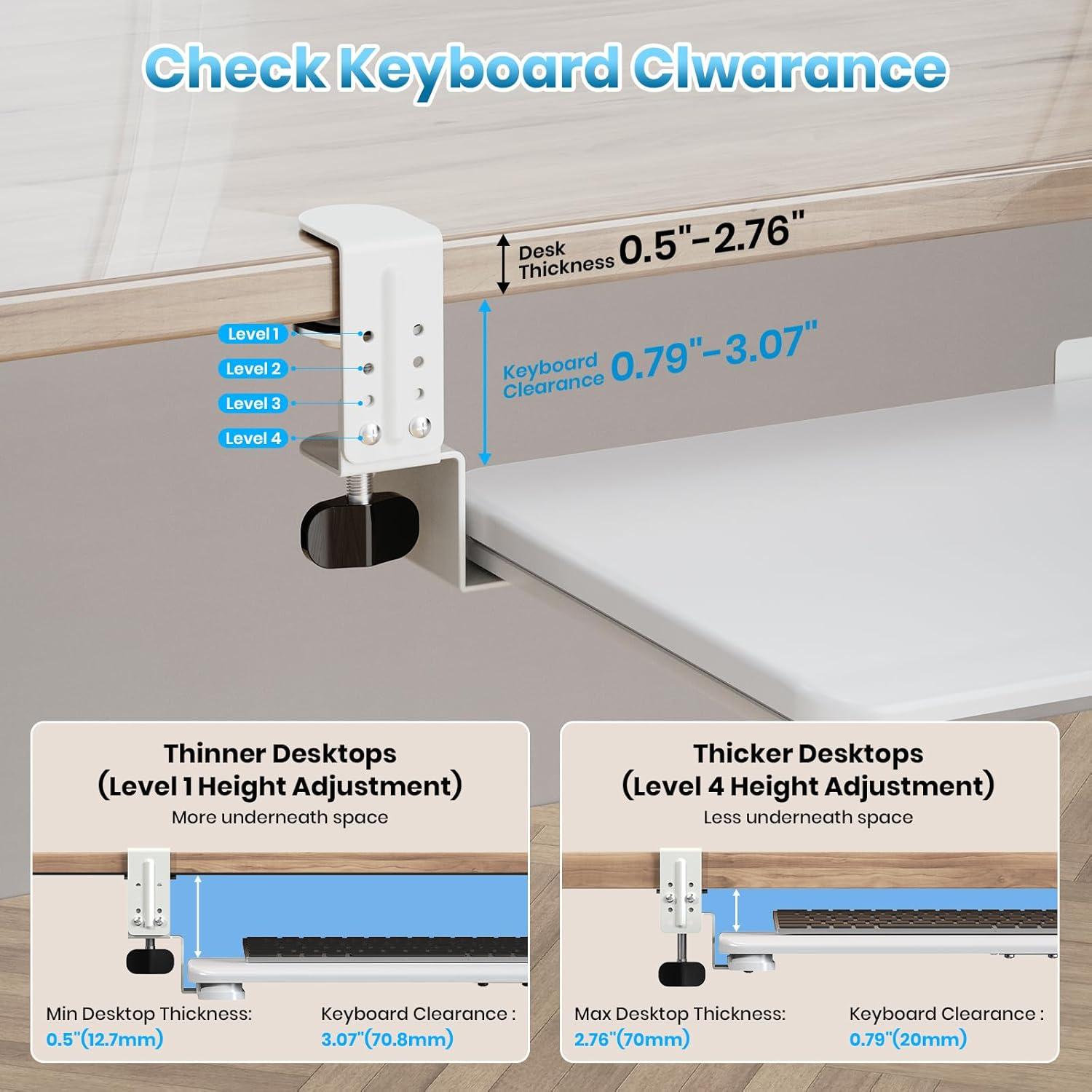 Bandeja de Teclado Grande Zontera Blanca 65.02x29.97 cm