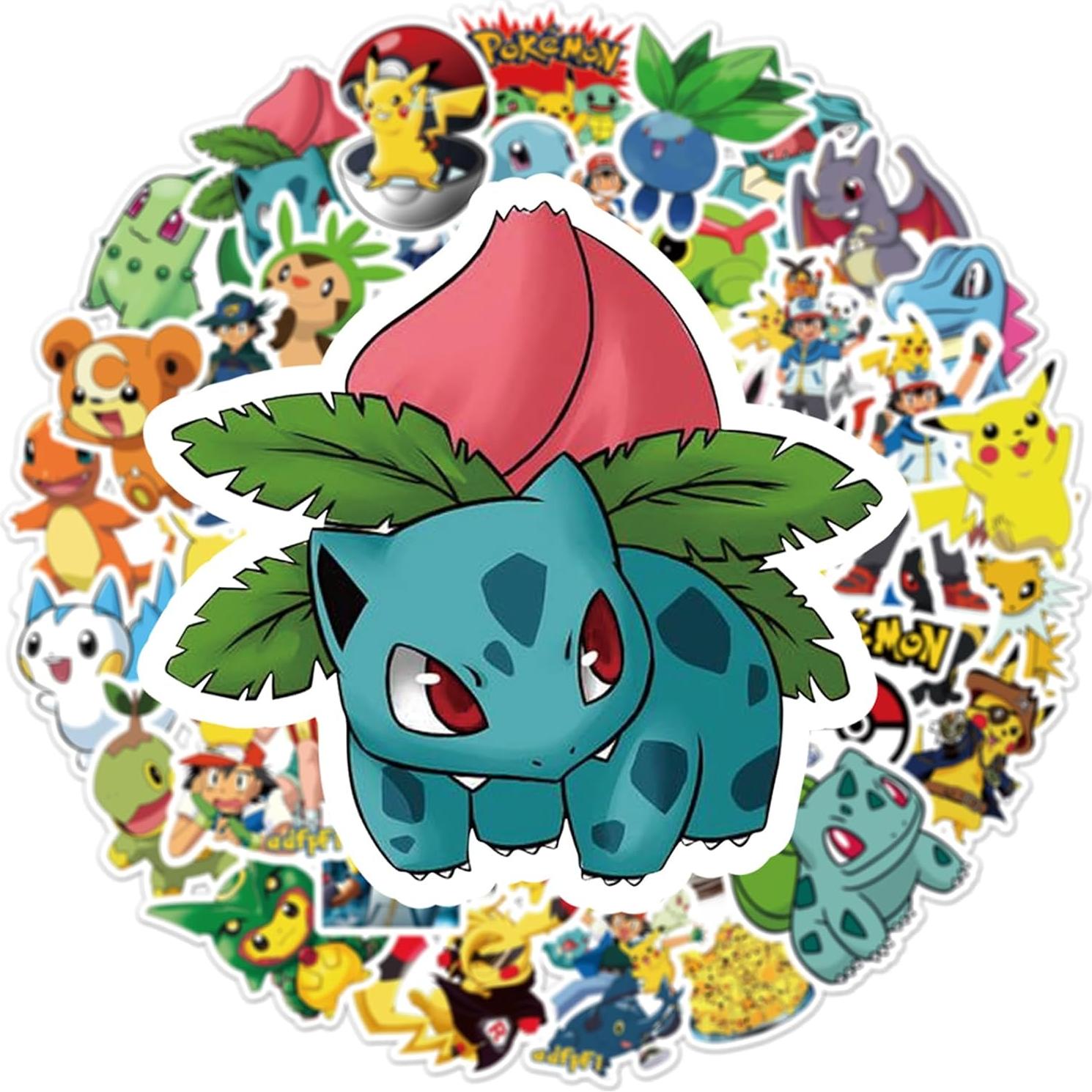 50 Calcomanías de Pokemon RUBANG Impermeables para Laptop y Bicicleta