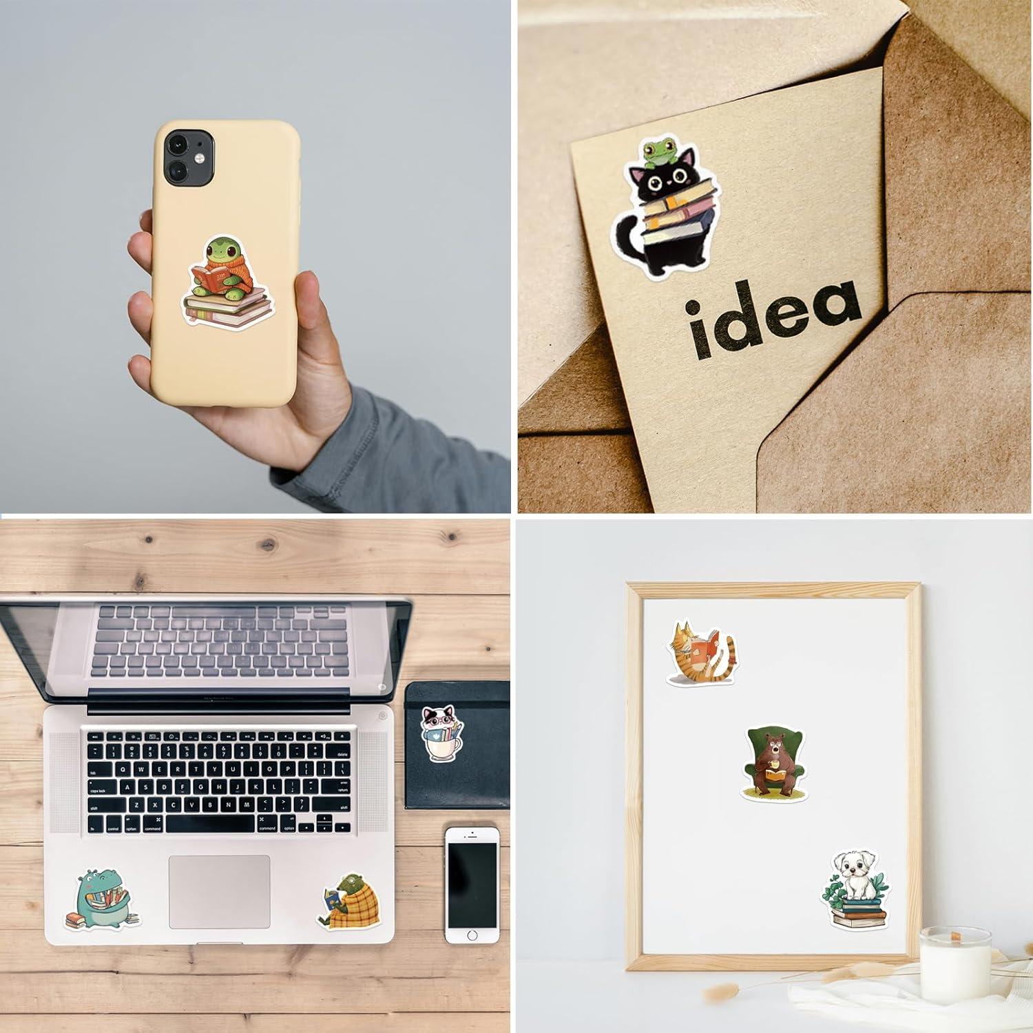 Pegatinas de Animales Literarios Ychsring - 100 Pcs Vinilo Impermeable