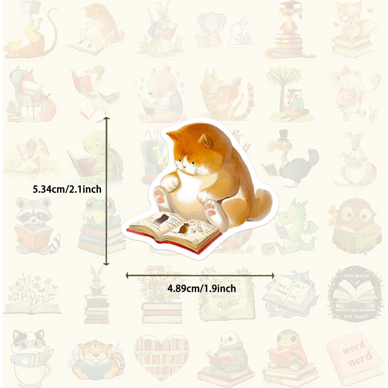 Pegatinas de Animales Literarios Ychsring - 100 Pcs Vinilo Impermeable