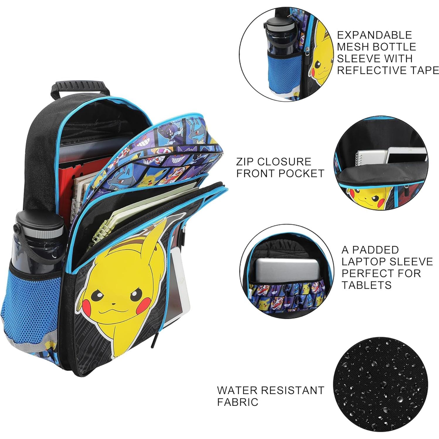 Mochila Pokemon Pikachu 40.6x30.5x12.7 cm para Niños