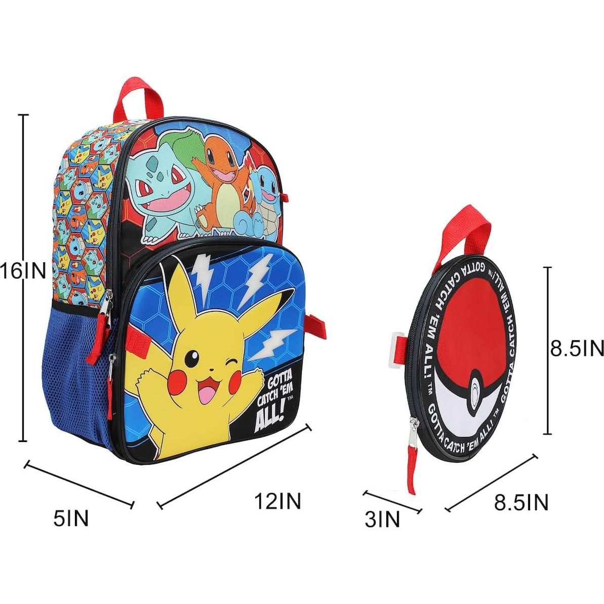 Mochila Pokémon 5 Piezas Bioworld 40.64 cm Charmander Squirtle