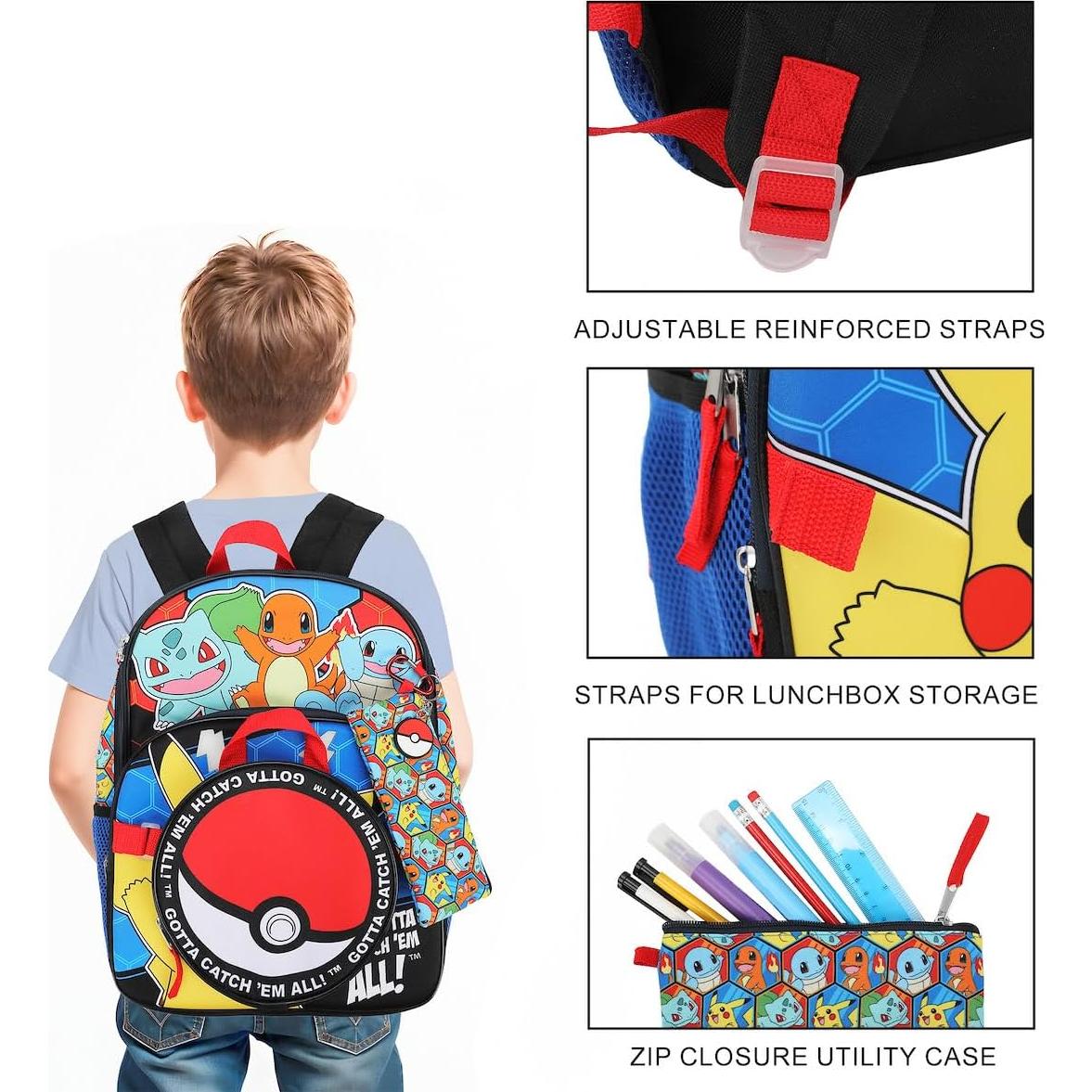 Mochila Pokémon 5 Piezas Bioworld 40.64 cm Charmander Squirtle