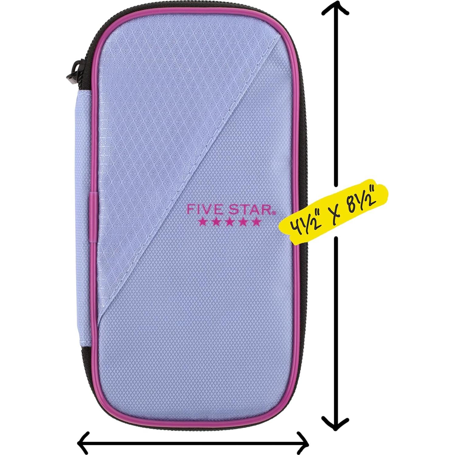 Estuche de Lápices Five Star Lila/Baya, Organizador Escolar 21.6x11.4cm