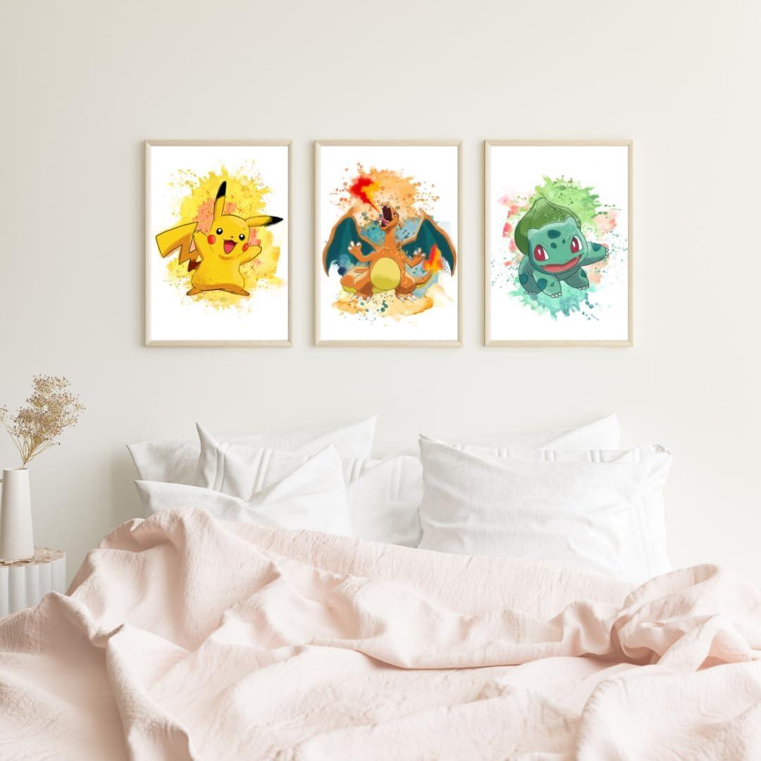 Conjunto de 6 Impresiones de Arte Acuarela Pokemon 20x25 cm