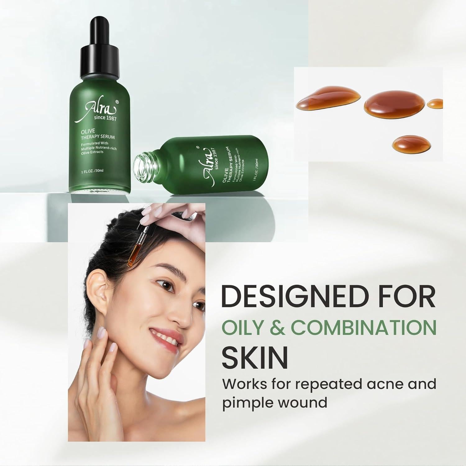 Suero Facial Alra de Aceituna 30ml - Anti Acné y Enrojecimiento