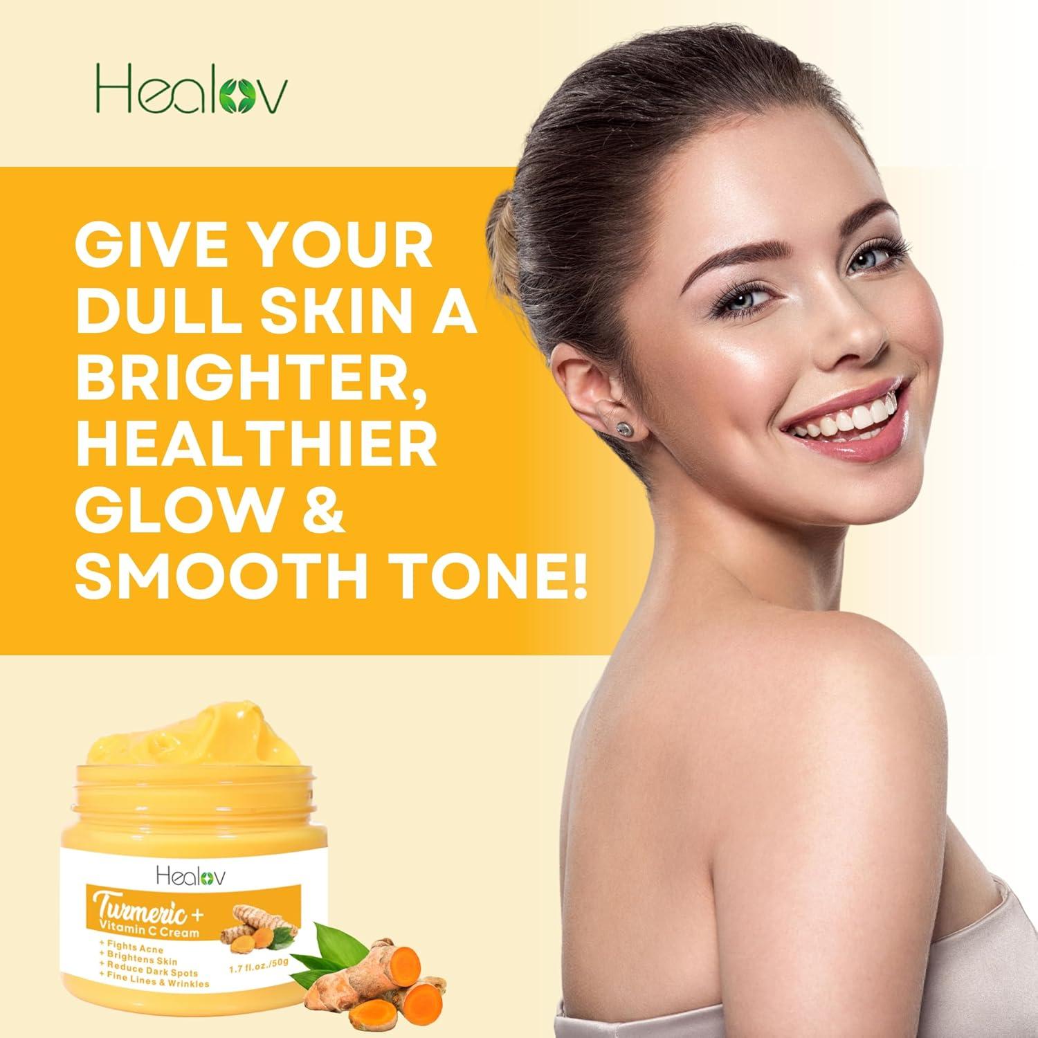 Crema Facial de Cúrcuma Healov 100% Natural - Iluminadora y Sanadora