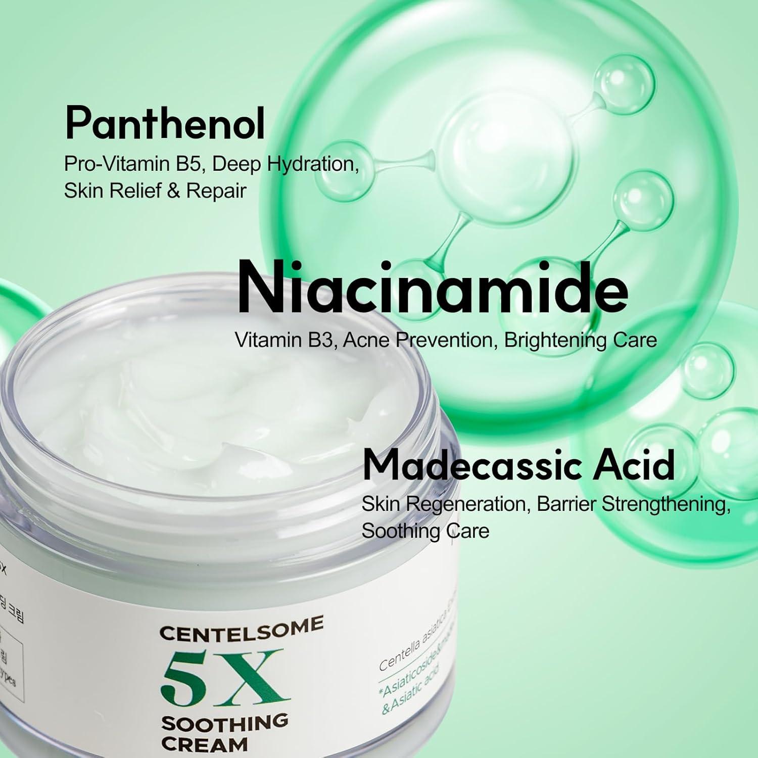 Crema Calmante Centelsome 5X 50ml - Hidratante Facial Coreano