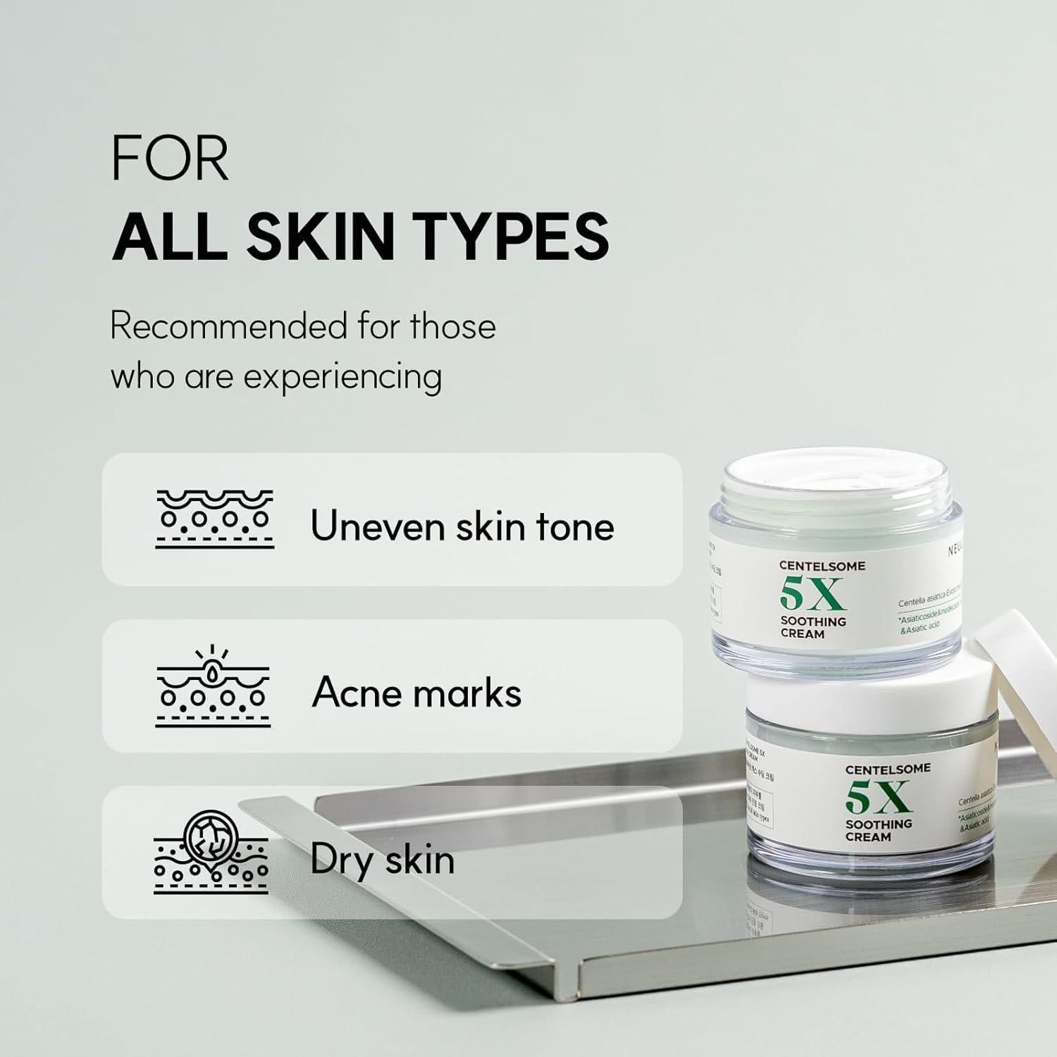 Crema Calmante Centelsome 5X 50ml - Hidratante Facial Coreano