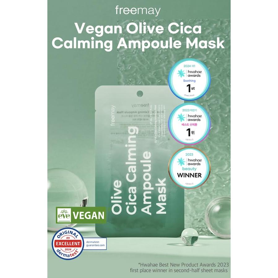 Mascarilla Facial Vegana Freemay Cica de Oliva 10 Hojas 27ml