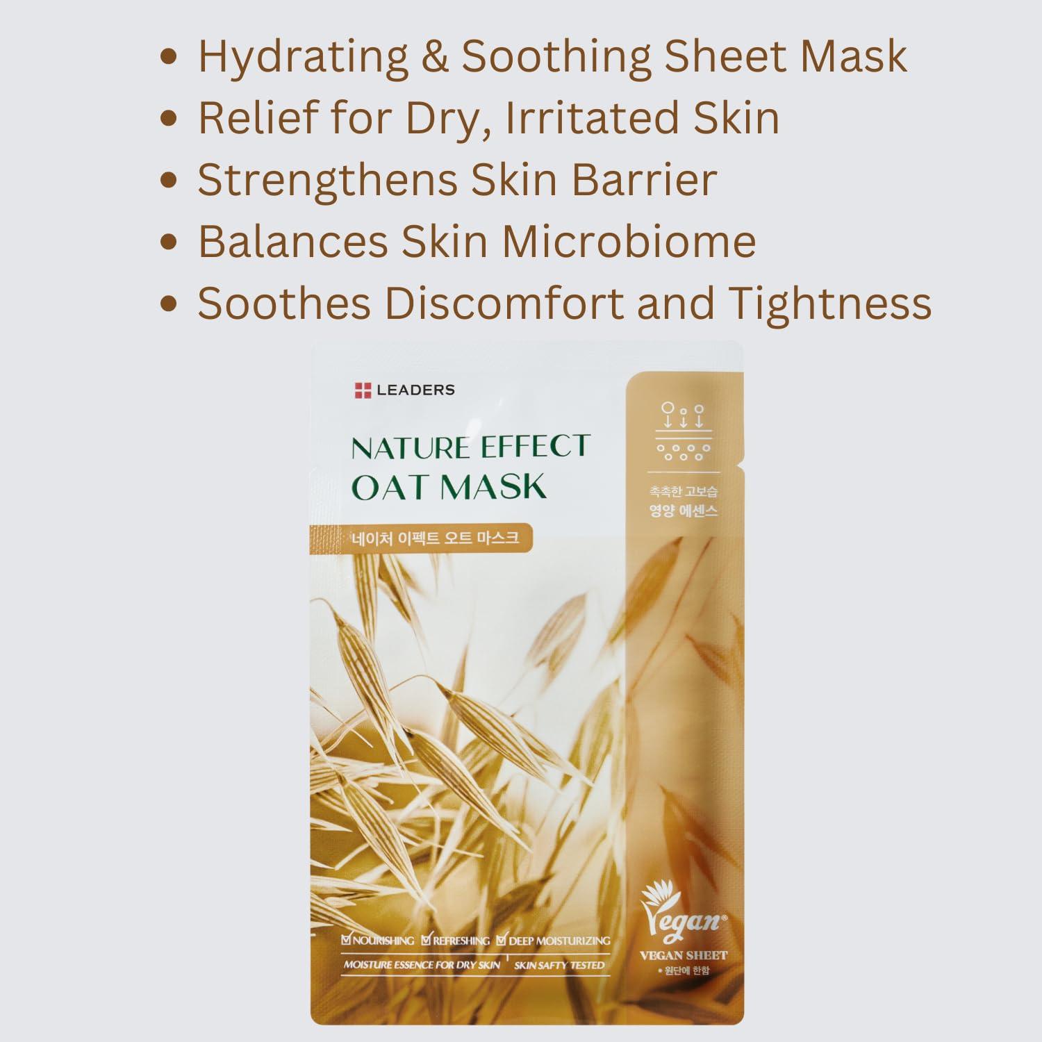 Mascarilla Hidratante de Avena LEADERS - 10 Hojas Veganas