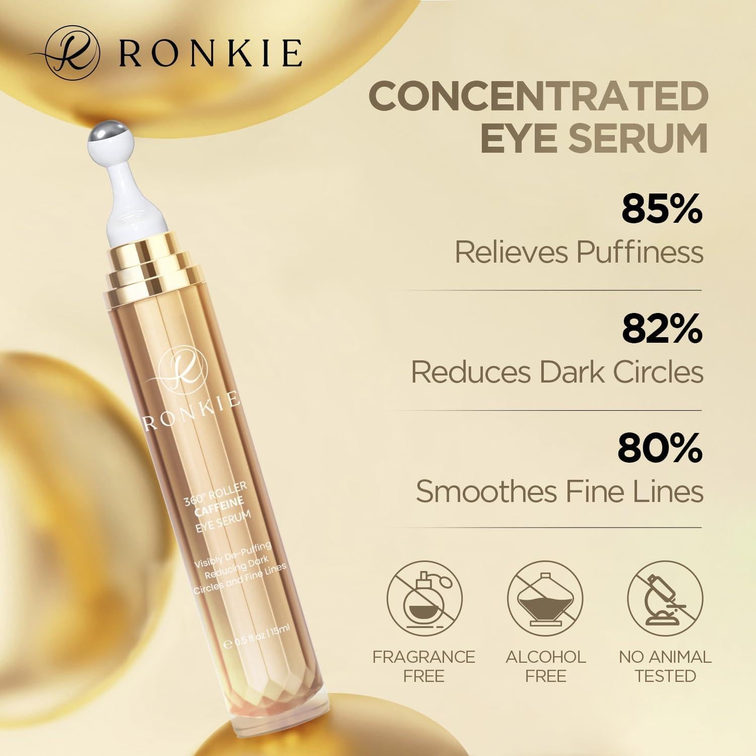 Crema para Ojos RONKIE 14.2g con Cafeína y Retinol Oro