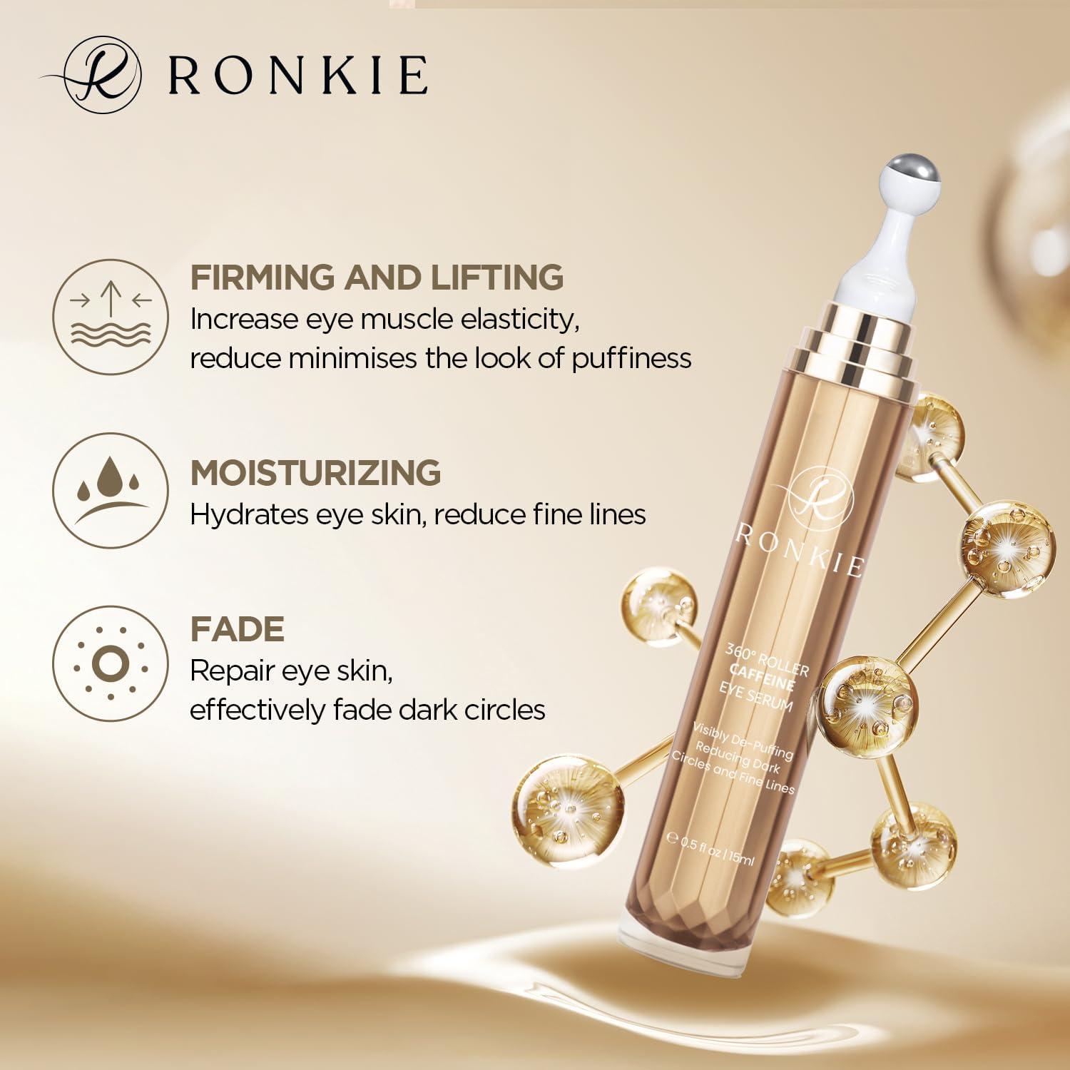 Crema para Ojos RONKIE 14.2g con Cafeína y Retinol Oro