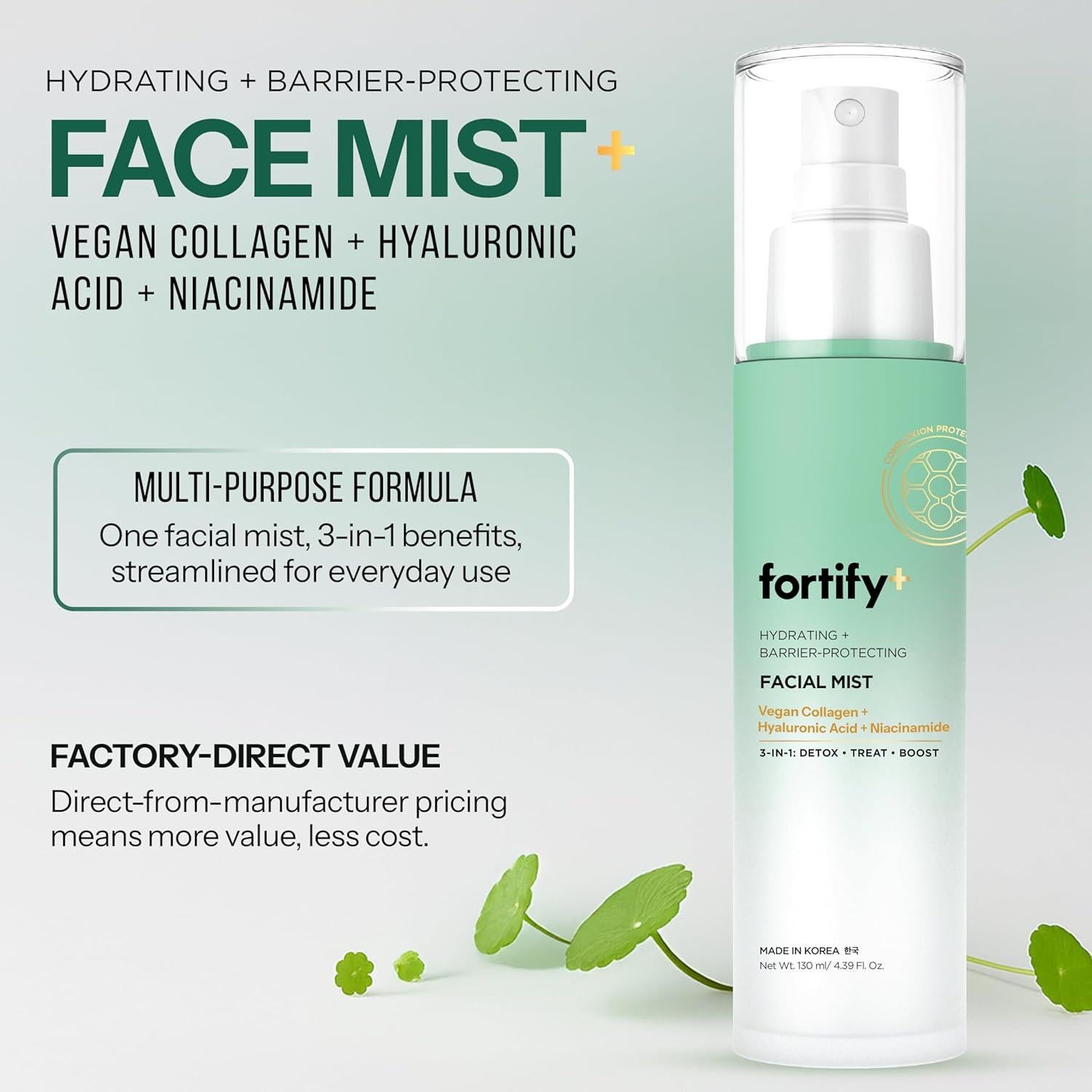 Spray Facial Coreano Fortify 9-en-1 con Ácido Hialurónico 130ML