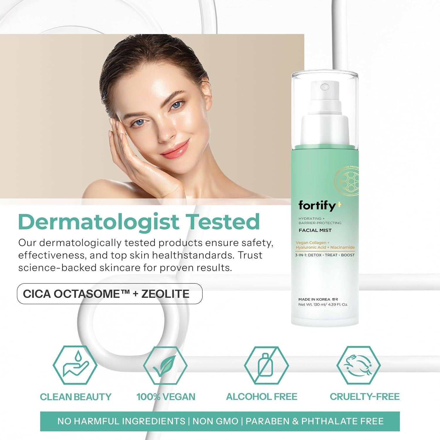 Spray Facial Coreano Fortify 9-en-1 con Ácido Hialurónico 130ML