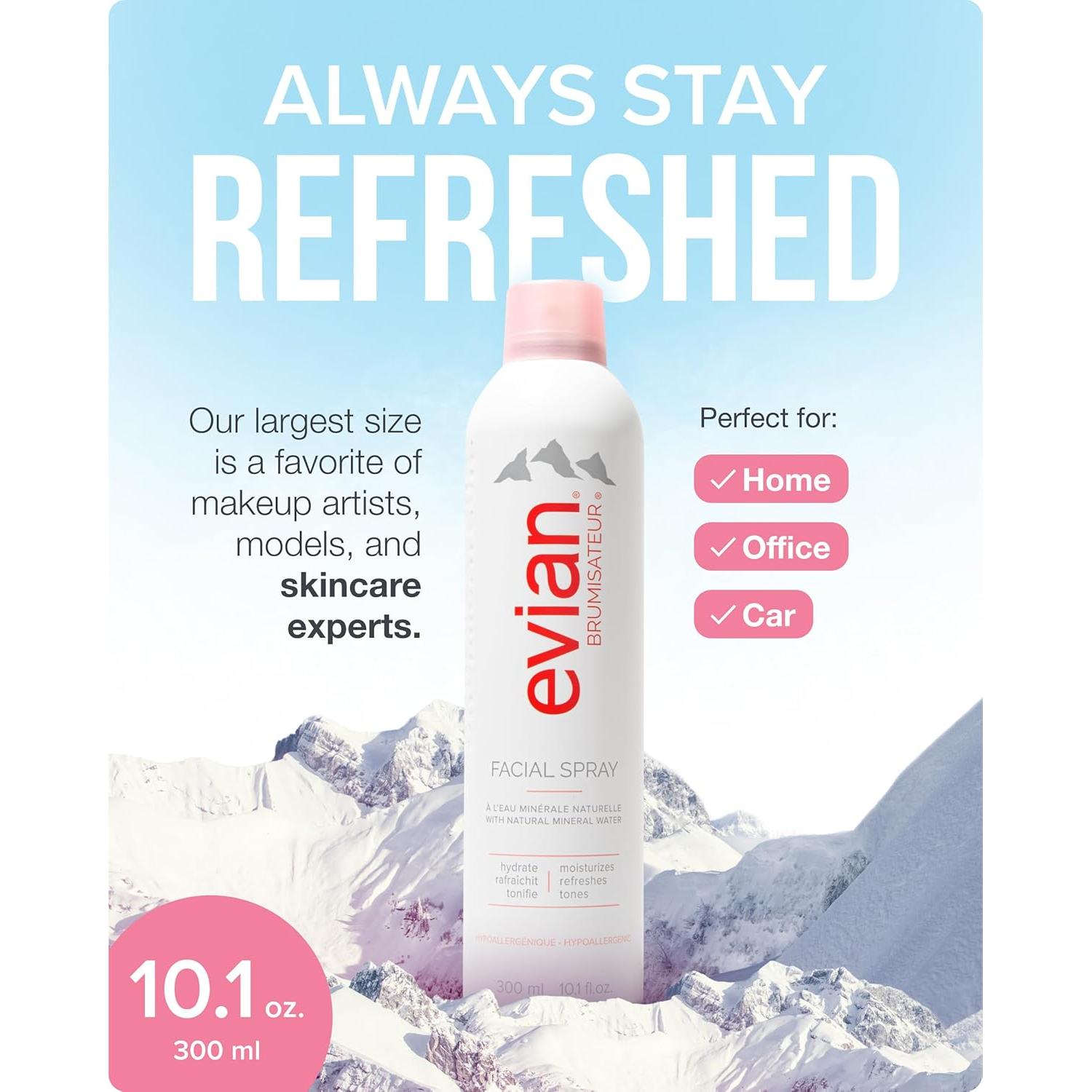 Spray Facial Evian 300ml - Rocío Mineral Hidratante