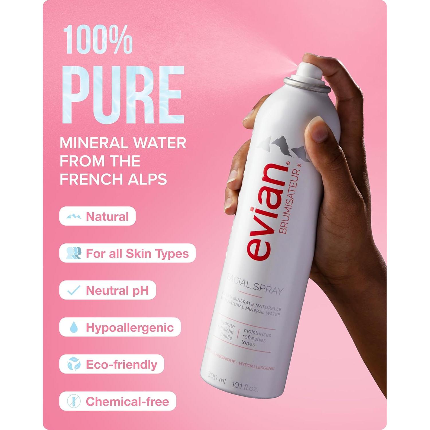 Spray Facial Evian 300ml - Rocío Mineral Hidratante