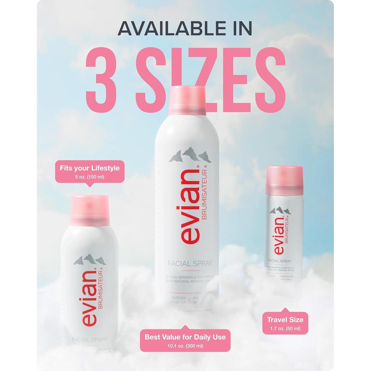 Spray Facial Evian 300ml - Rocío Mineral Hidratante