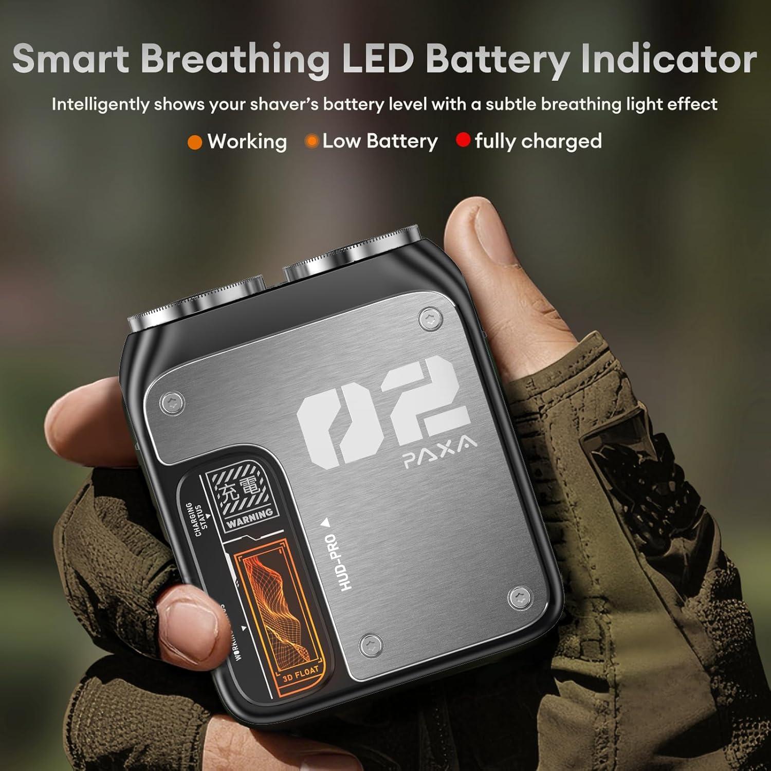 Afeitadora Eléctrica Mini PAXA IPX7 Doble Cabezal USB-C Gris