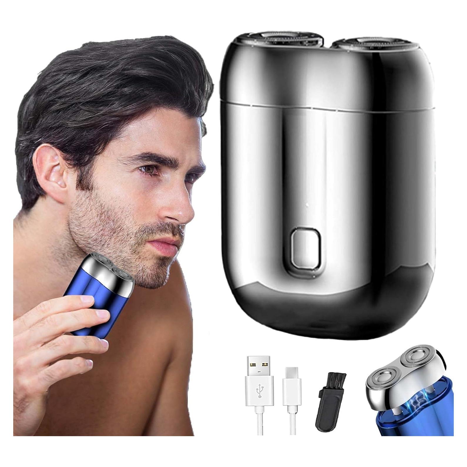 Maquinilla de Afeitar Eléctrica Mini Doble Cabezal Recargable 2025