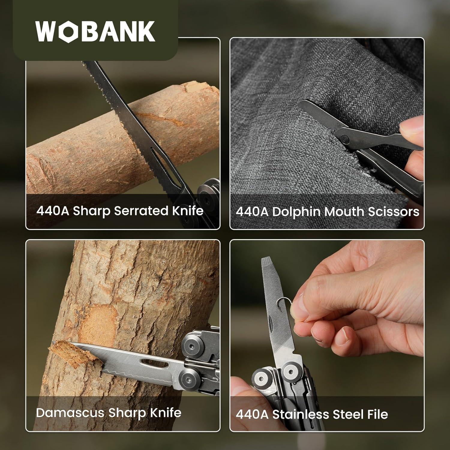 Multiherramienta 16-en-1 WOBANK de Acero Inoxidable para Camping