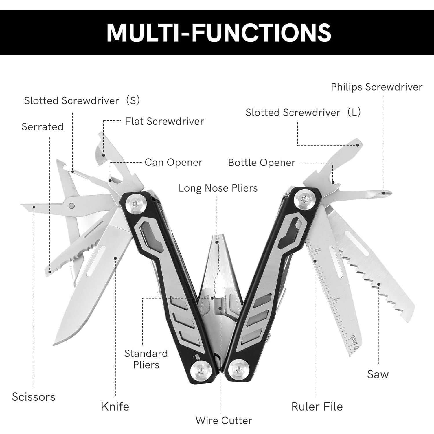 Multiherramienta Compacta 16-en-1 Dispatch, Acero Inoxidable, Negro