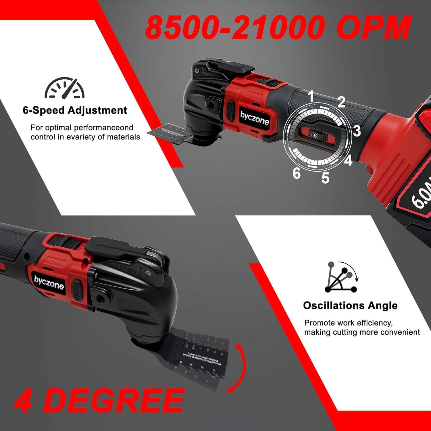 Herramienta Multitool Oscilante Inalámbrica byczone M18 6 Velocidades