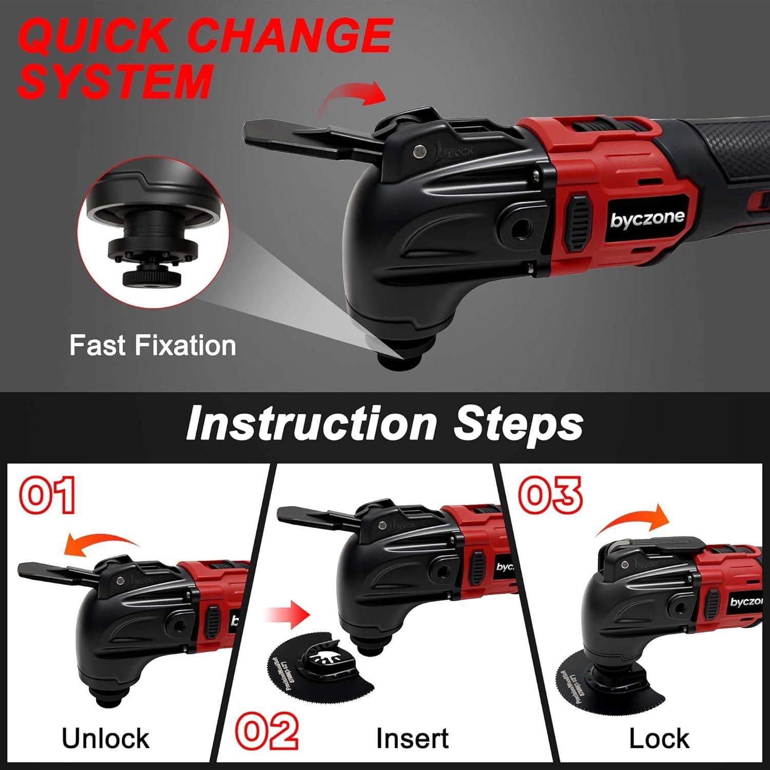 Herramienta Multitool Oscilante Inalámbrica byczone M18 6 Velocidades