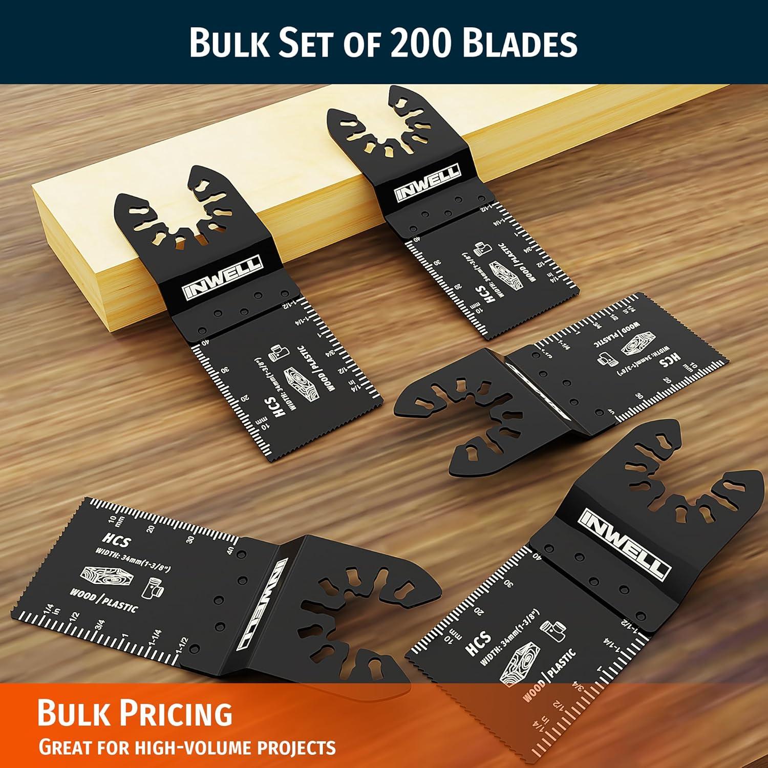 Juego de 200 Hojas de Sierra Oscilante Inwell para Madera y Plástico