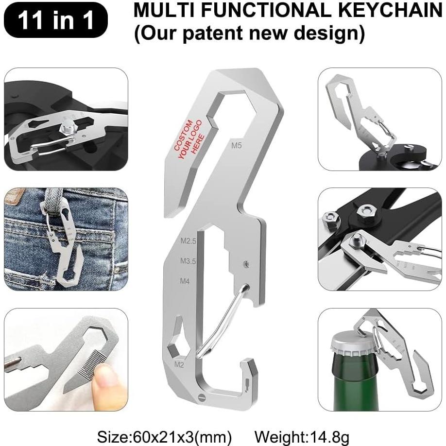 Generic 11 in 1 Multi Functional Keychain, Multi-Tool Keychain, Multi Tool, Alloy Steel Handle, Alloy Steel Body