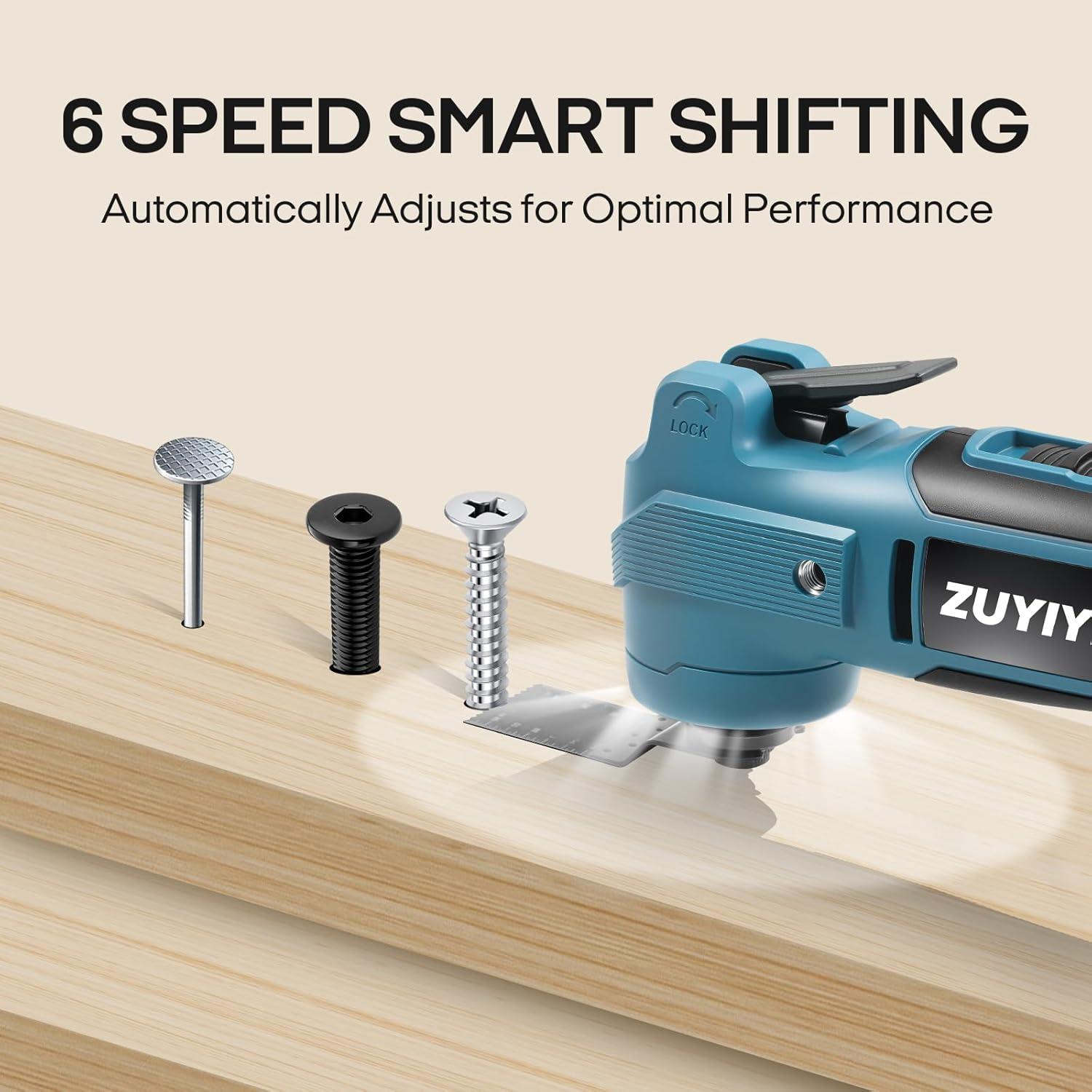 Herramienta Multi Oscilante Inalámbrica ZUYIYI 18V con 37 Accesorios