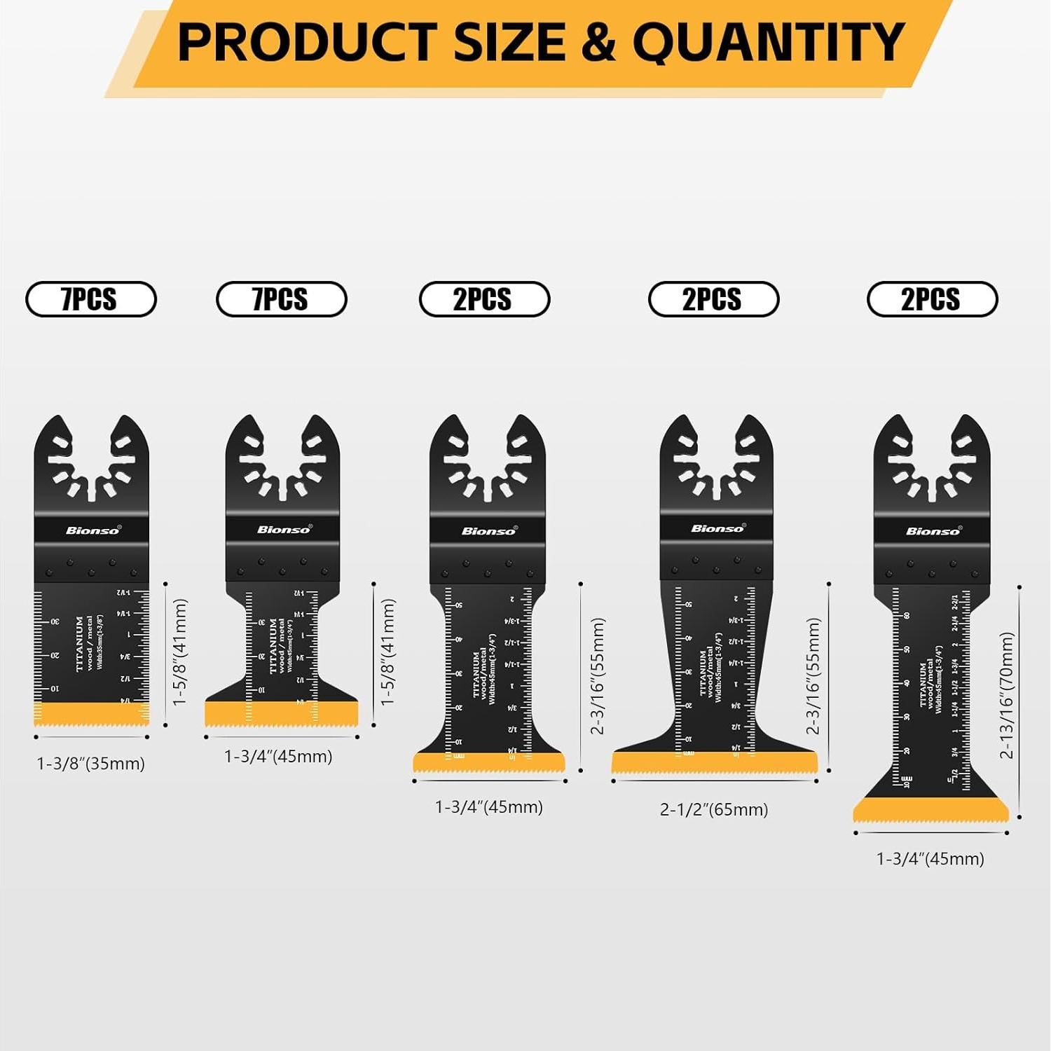 Kit de Cuchillas Oscilantes Bionso 20PCS Titanio para Madera y Metal