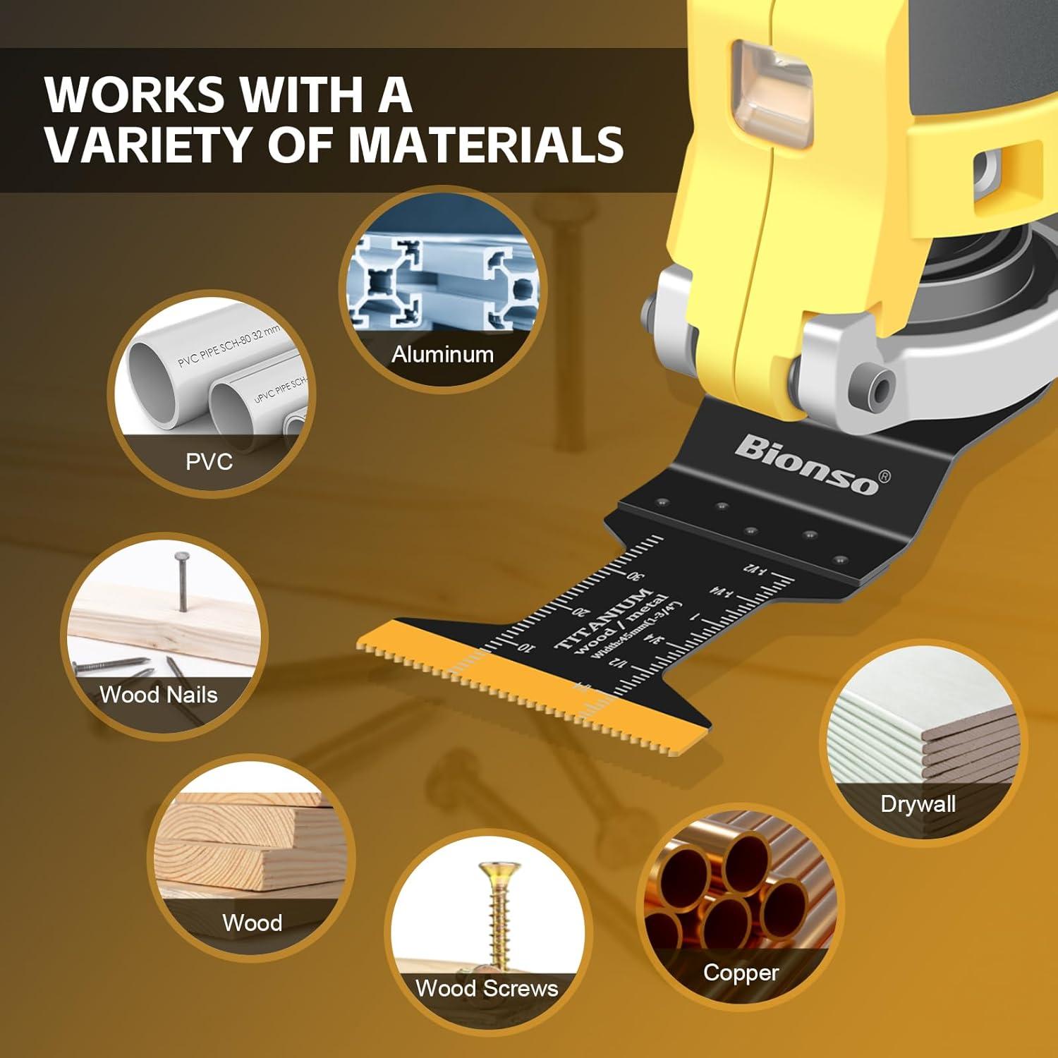 Kit de Cuchillas Oscilantes Bionso 20PCS Titanio para Madera y Metal