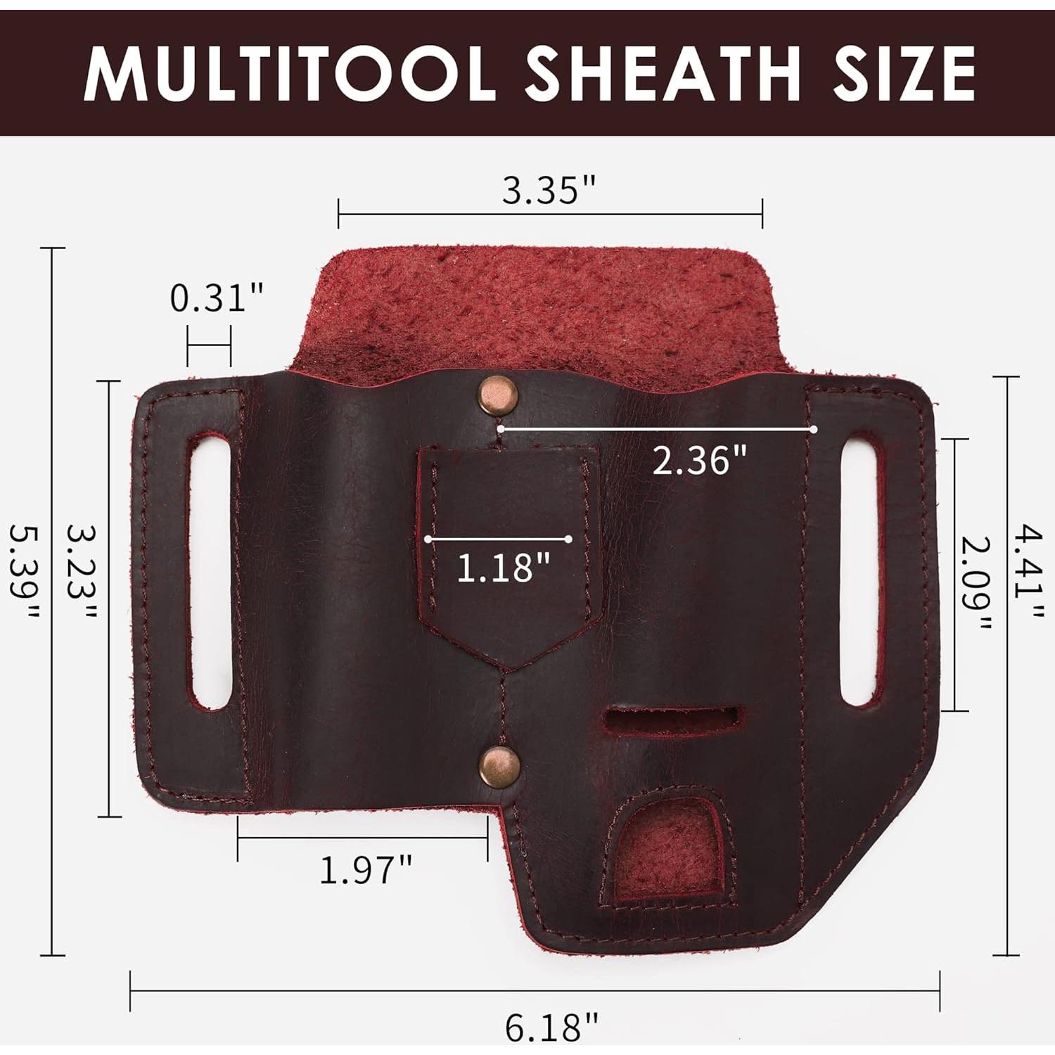 Funda de Cuero para Multiherramienta KEVANCHO EDC 3 Bolsillos