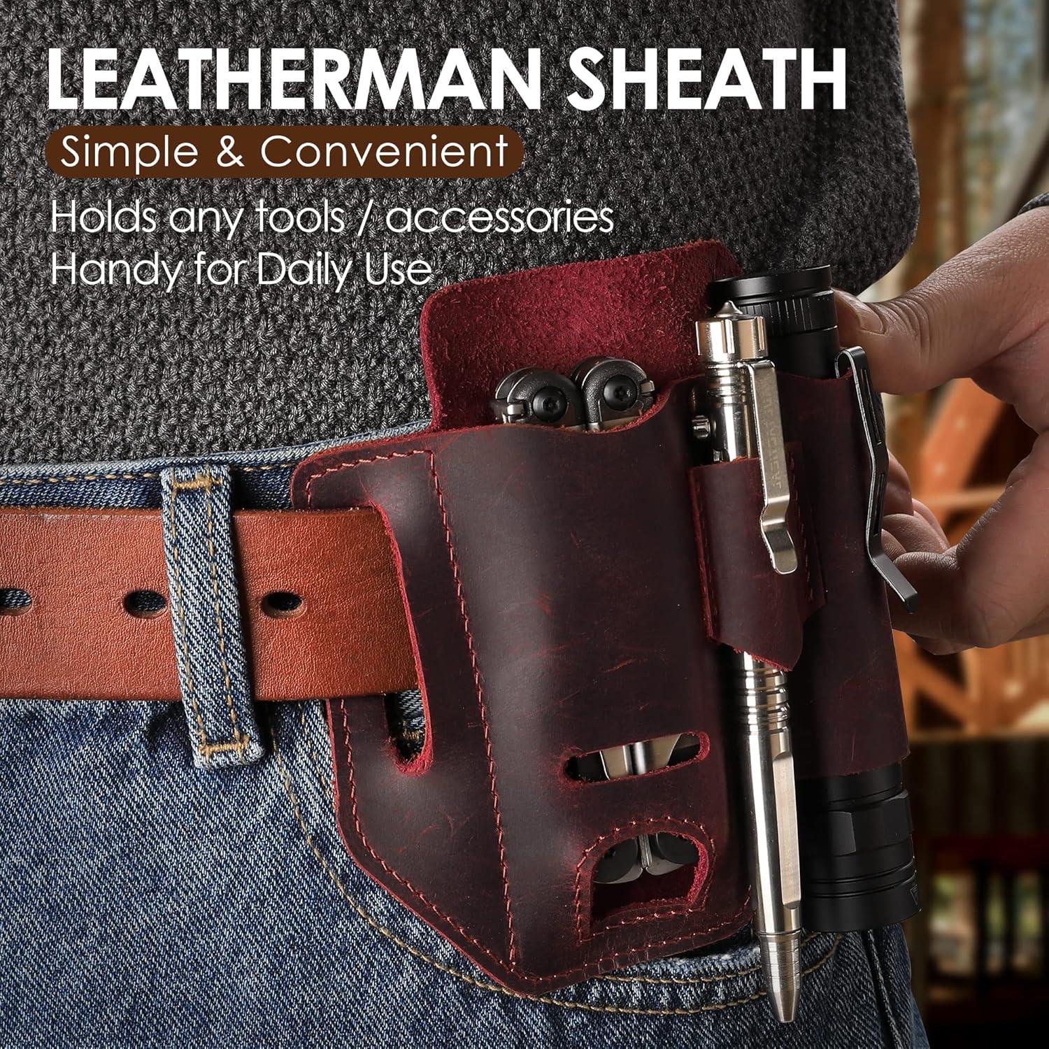 Funda de Cuero para Multiherramienta KEVANCHO EDC 3 Bolsillos